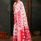 Shree Shyam Fashion Devistuti Red White Linen Cotton Saree
