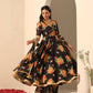 Pomcha Jaipur Black Gul Narangi Angrakha Set | Swadesiicart