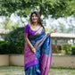 Vishnu Weaves Women's Blue Banarasi Silk Saree with Blouse - Swadesiicart