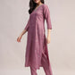 Aavyora Women Lavender Embroidered Chinon Kurta with Straight Pants & Organza Dupatta Set - Swadesiicart