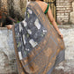 Joban Fashion Silver Grey Pure Crepe Pure Handloom Banarasi Silk Saree | Swadesiicart