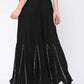 Mominos Fashion Black Viscose Rayon Flared Palazzo with Mirror Lace Work - Swadesiicart
