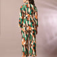 Myshka Women's Multi Printed Polo Collar Party Top With Trousers Co-ord set - Swadesiicart