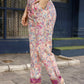 Pink Rayon abstract & Floral Printed Top with Matching Bottom - Eesha - Swadesiicart