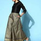 Ahalyaa Womens Black Poly Silk Gold Printed Jumpsuit - Swadesiicart