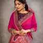 Pinkish-Purple Dual Tone Silk Georgette Thread, Zari And Cord Embroidery, Handwork Butta Saree - Norita Arinya | Swadesiicart