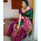 DEIANA'S Beautiful Designer Golden zari Soft Lichi Silk Saree - Green - Swadesiicart