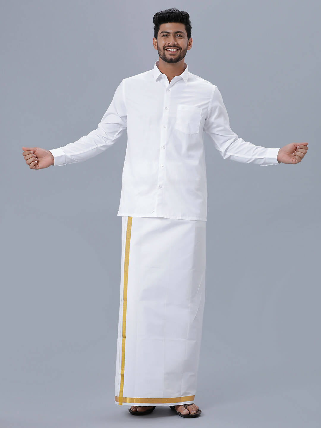 Ramraj Cotton Mens Full Sleeve Formal Poly cotton White Shirt | Swadesiicart