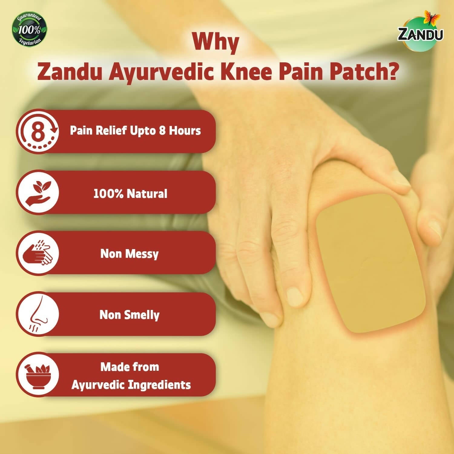 Zandu Ayurvedic Knee Pain Relief Patch - Swadesiicart