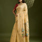 Vishnu Weaves Women's Yellow Muga Cotton Thread Woven Butti with Blouse - Swadesiicart