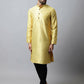 Even Apparels Yellow Color Art Silk Banarsi Silk Men's Kurta With Band Collar (BS017) | Swadesiicart