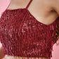 Amodini Designer Studio Maroon Sequined Strap Padded Blouse