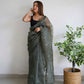 Vamsee Vika 9Mm Grey Organza Saree - Swadesiicart