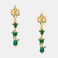 Ruby Raang 22k Gold Polished Long Kundan And Emerald Earrings | Swadesiicart
