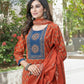 BulBul Aaliya Elegance Rust Cotton Kurta Set with Dupatta - Swadesiicart