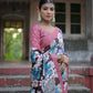 Vishnu Weaves Women's Coffee Cotton Silk Printed Saree with Blouse - Swadesiicart