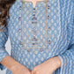 NOZ2TOZ Women's Printed & Embroidered Straight Cotton Sky Blue Kurta Pant With Dupatta (3Pcs Set) - Swadesiicart