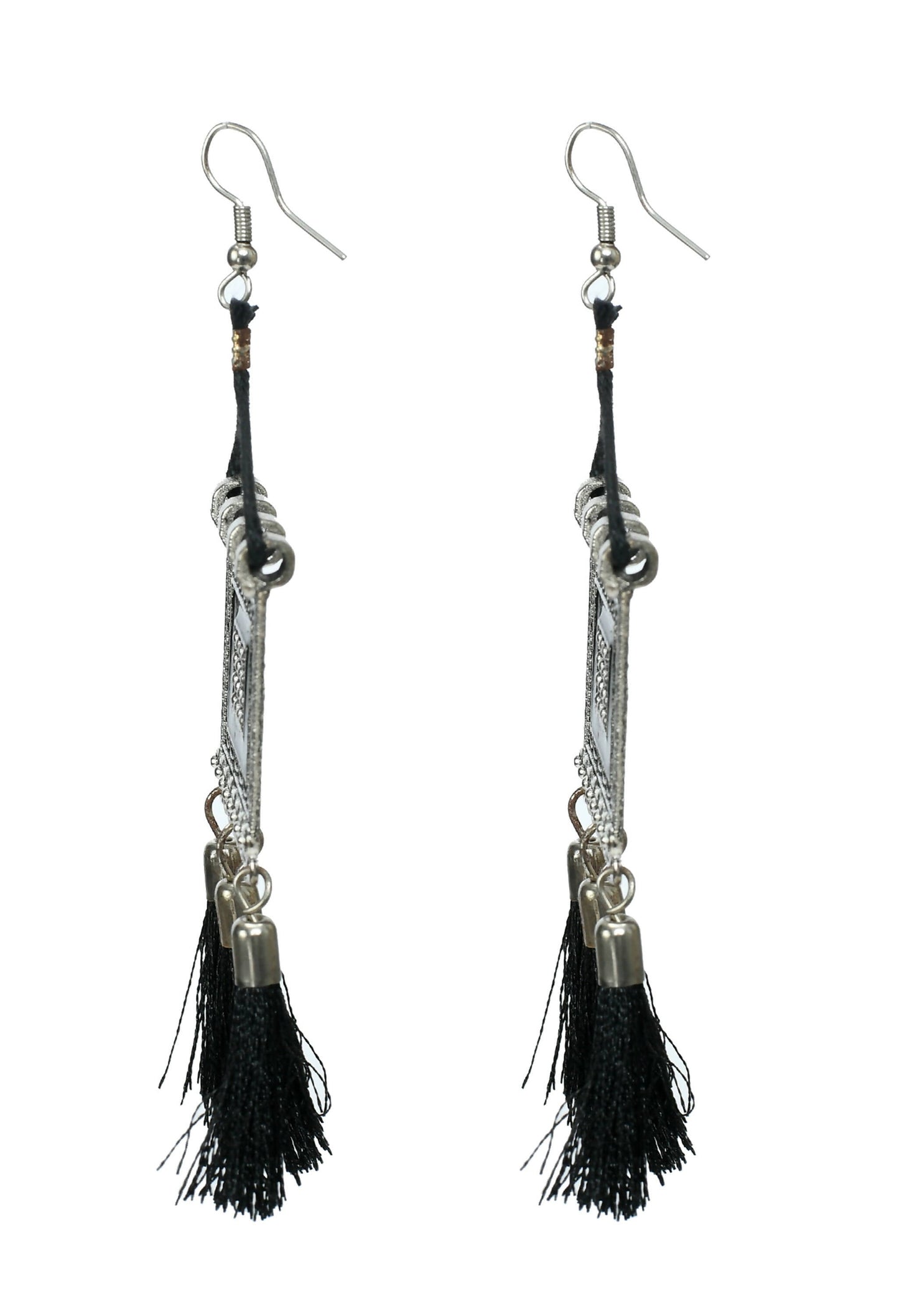 Mominos Fashion Johar Kamal Oxidised Silver-Plated Brass Finish Tassel Work Handicraft Choker For Women (Black) | Swadesiicart