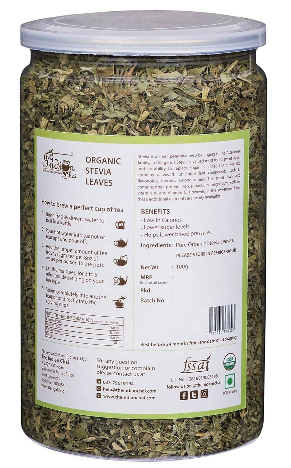 The Indian Chai - Organic Stevia Leaves Tea | Swadesiicart