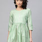Ahalyaa Women Sea Green Chanderi Silk Golden Printed Tunic | Swadesiicart