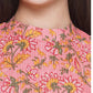 Little Bansi Floral Print Ready To Wear Saree And Floral Blouse - Coral | Swadesiicart