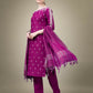 Jyoti Fashion Women's Purple Cotton Blend Embroidery & Sequence work Kurta with Trouser & Dupatta | Swadesiicart