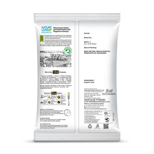Nature Land Organics Urad White Whole (Gota) - Swadesiicart