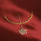 Gold-Polished White Kundan-Studded Pearl Beaded Matha Patti - Ruby Raang | Swadesiicart