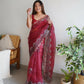 Vamsee Shivika Maroon Organza Saree - Swadesiicart