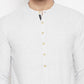 Even Apparels Cream Acrylic Short Men's Kurta With Band Collar | Swadesiicart