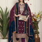 Jyoti Fashion Women's Magenta Chinon Chiffon Embroidered Designer Straight Suit Set | Swadesiicart