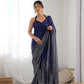 Blue Georgette Designer Sequence Embroidery Work Saree - Sitare