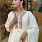 The52 Off White Women's Gorgeous Chinon Fabric Embroidered Work Straight Kurta Pant and Dupatta Set - Swadesiicart