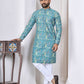 Anaita Blue Digital Printed Work Cotton Straight Kurta