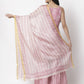 Myshka Women Peach Cotton Blend Printed Sleeveless Shoulder Straps Kurta With Sharara & Dupatta Set | Swadesiicart