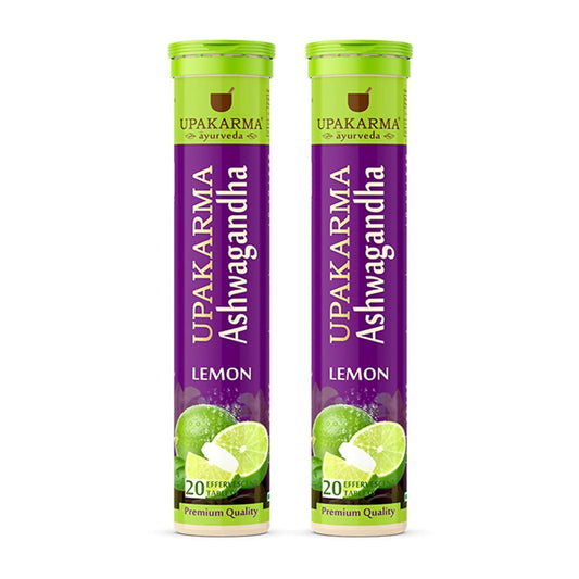 Upakarma Ayurveda Ashwagandha Effervescent Tablets - Lemon Flavour | Swadesiicart