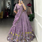 Lorenvalley Lavender Vichitra Simmer Sequins and Thread Embroidery Work Lehenga Choli | Swadesiicart