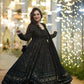 Aayaa Designer Embroidery Zari Sequins Work Faux Blooming Georgette Suit - Black