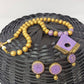 Terracotta Diamond Pendant Long Necklace Set With Studs-Lavender