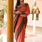 Joban Fashion Coral Crepe Chiffon Pure Handloom Banarasi Silk Saree | Swadesiicart