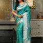 Astita Banarasi Silk Rama Green Saree | Swadesiicart