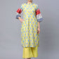 Ahalyaa Women's Yellow Pure Blend Digital Printed Kurta Palazzo Set | Swadesiicart