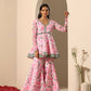 Pomcha Jaipur Pink Gul Rozi Sharara Set | Swadesiicart