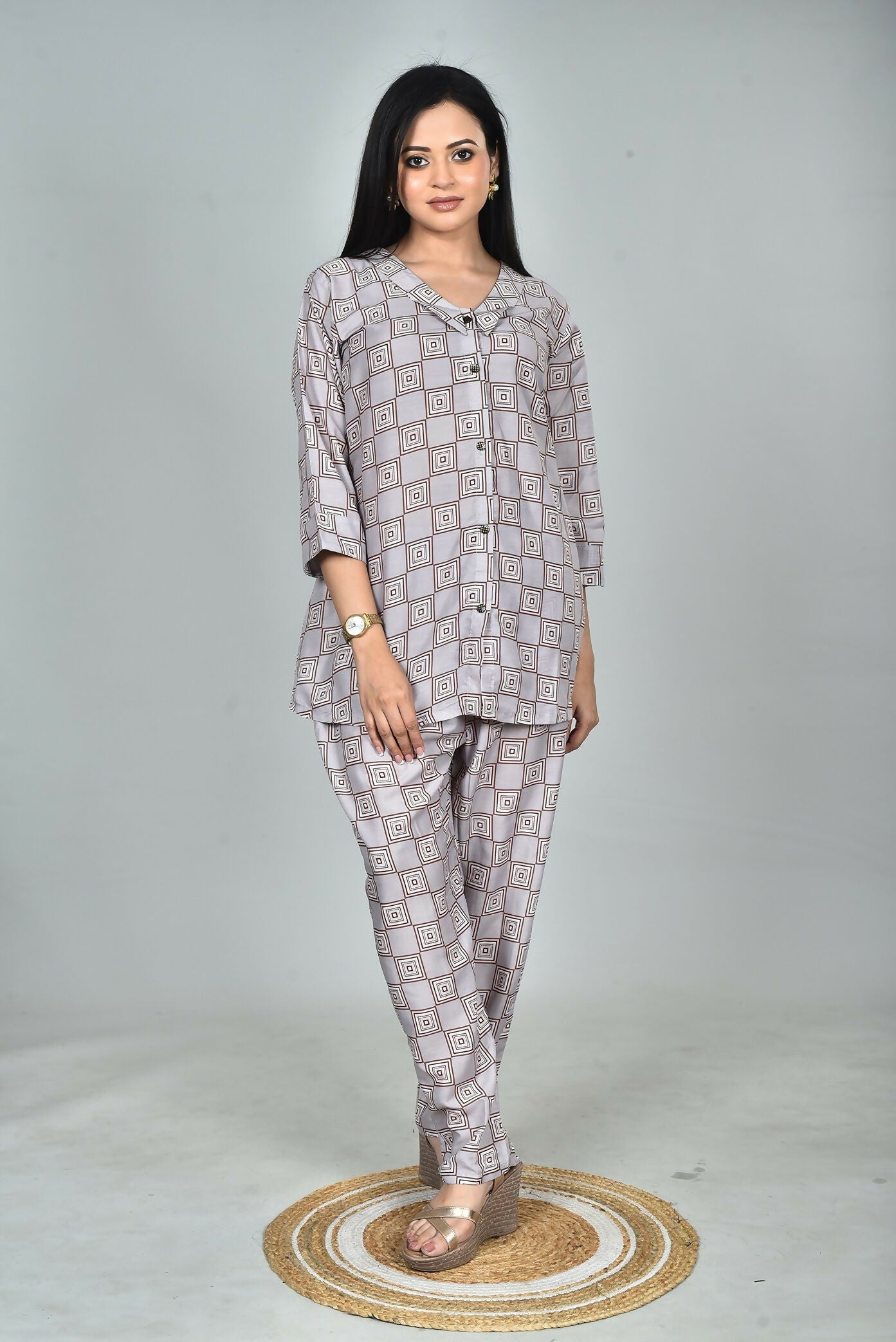 Morchari Digital Print Semi Muslin Co-Ord Set Top & Trouser-Multicolor - Swadesiicart