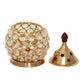 eCraftIndia Gold-Toned & Transparent Crystal & Brass Akhand Diya | Swadesiicart