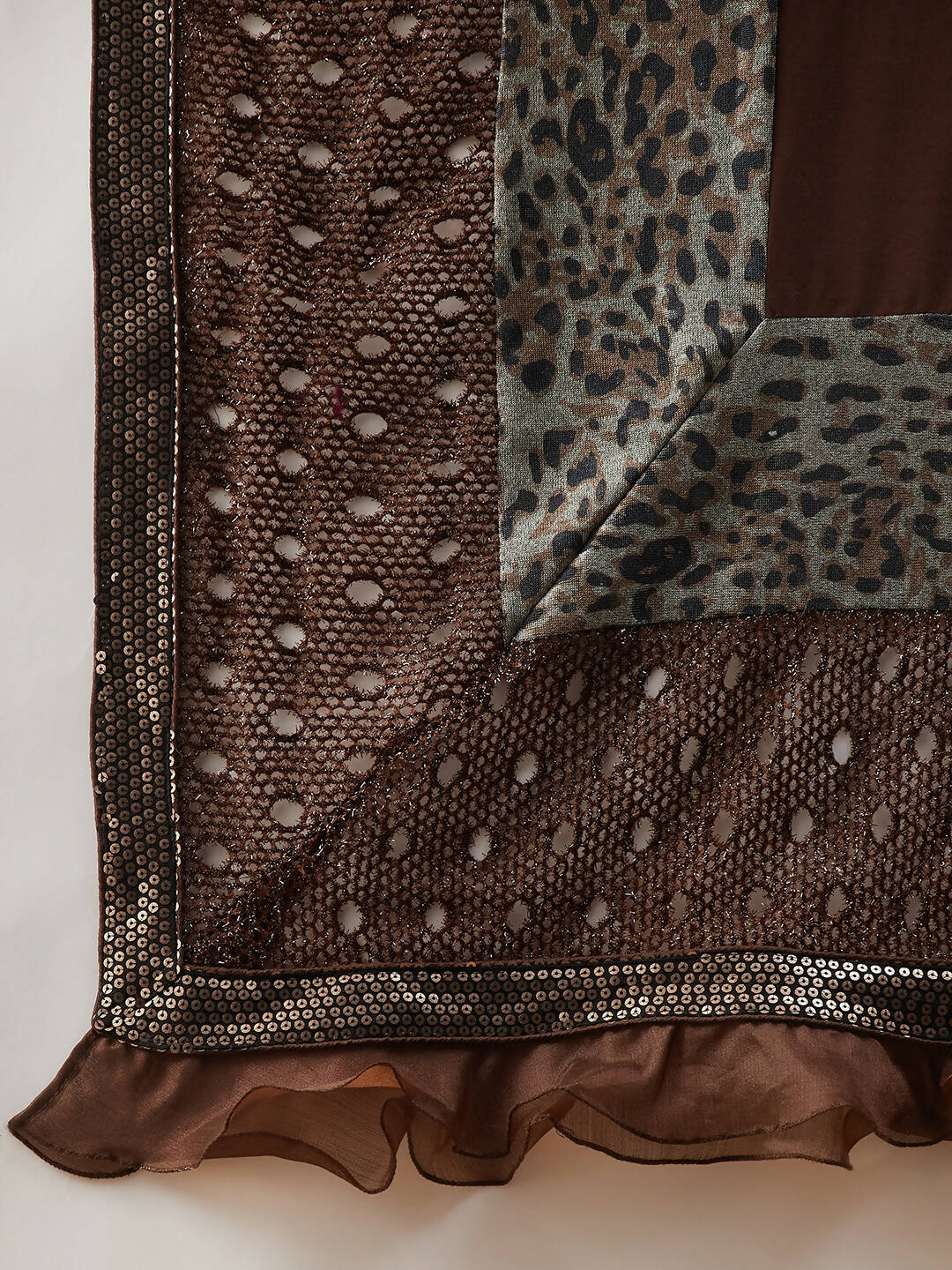 Brown Lycra Animal Print, Fancy Value Addition Fabric Saree - Norita Hit Design - Swadesiicart