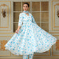 Pomcha Jaipur Blue Saadgi Blue Phool Anarkali Set | Swadesiicart