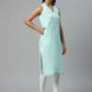 Ahalyaa Womens Summer Blue Pure Cotton Printed Kurtas | Swadesiicart