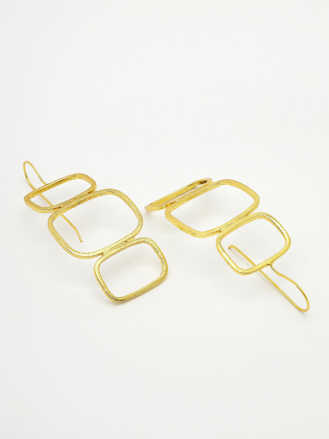 NVR Women Gold-Polished Contemporary Fish Hook Drop Earrings - Swadesiicart