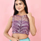 Amodini Designer Studio Voilet Sequined Pearl Sleeveless Padded Blouse